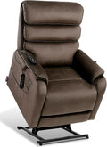 EONIX Dual Motor Lay Flat Power Lift Recliner Chair for Elderly Chenille Fabric Electric Lift Chairs for Adults 400lbs Heavy Duty Power Recliner with Heat Massage Charging Ports Chenille Brown