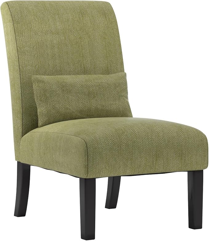 Roundhill Furniture Pisano Spring Green Fabric Armless Contemporary Accent Chair with Kidney Pillow