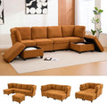 113.39 Modular Sectional Sofa 6 Seaters Sectional Sleeper Sofa U Shaped Couch Comfy Convertible Couches with Ottomans Oversized Modular Sofa with Large Storage for Living Room (Orange)