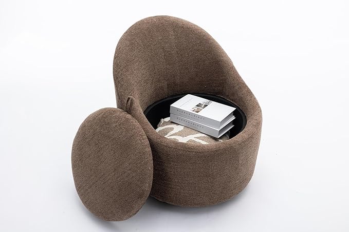 COLAMY Chenille Fabric 360 Swivel Accent Chair Set of 1 Brown