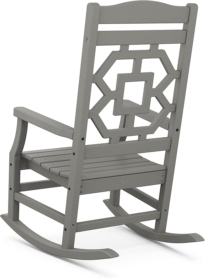 Martha Stewart by POLYWOOD® Chinoiserie Rocking Chair in Slate Grey
