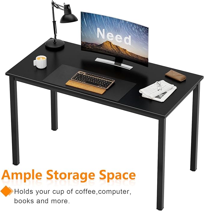 Need Small Computer Desk Writing Desk 39 3/8'' L Study Desk for Small Space Gaming Desk Sturdy and Heavy Duty Home Office Desk for Dormitory/Meeting Room AC3CB(100 * 60) Beside TableBlack/Black