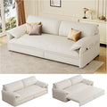 66 Queen Pull Out Couch BedVelvet 3-in-1 Queen-Size Sleeper SofaConvertible Pull-Out Sofa Bed with Side PocketsSleeper Loveseat for Living RoomApartment Offices (Beige)