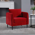 Modern Velvet Accent Chair Single Sofa Chairs Armchair with Square Arm Upholstered Accent Chairs for Living Room Bedroom Apartment (Burgundy Chair)