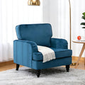 chairus Mid Century Modern Velvet Accent Chair Vintage Club Armchair with Firm Supportive Seat &amp Soft Backrest Comfy Single Sofa Reading Chair for Living Room Bedroom Blue