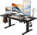 YIHAYO Low Height Adjustable Desk Lifts 18.1-28.3 Inches Electric Standing Desk for Short People 48 x 24 Inches Computer Table with Splice Board for Home Office Black