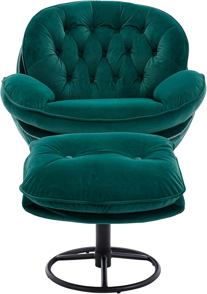 Accent Chair TV Chair Living Room Chair with Ottoman Green