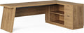 LITTLE TREE 78-Inch L-Shaped Executive Desk Modern Desk with Drawers &amp File Cabinet Large Walnut Office Workstation with Storage Shelves for Home Office