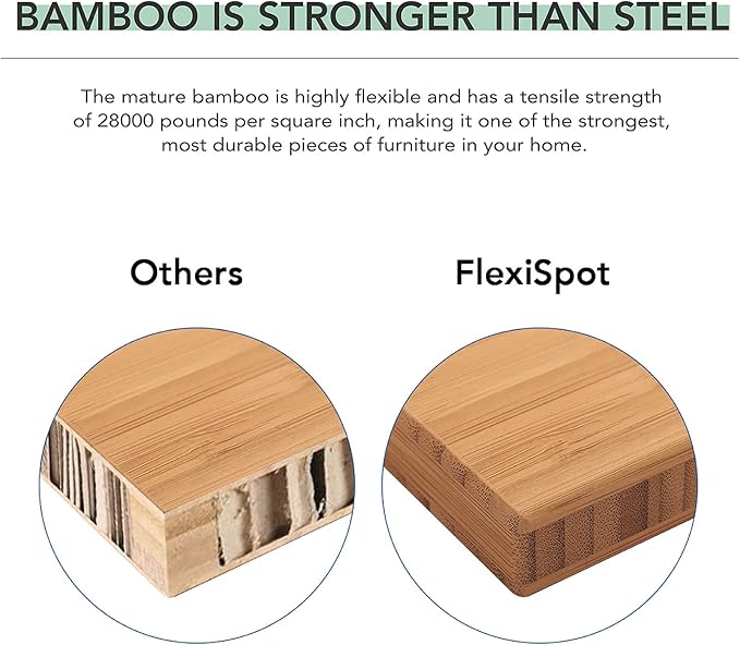 FLEXISPOT E6 Pro Oval Leg Dual Motor 3 Stages Bamboo Electric Standing Desk 78x30 Inch Whole-Piece Board Height Adjustable Electric Sit Stand Up Desk (White Frame + Bamboo Desktop)