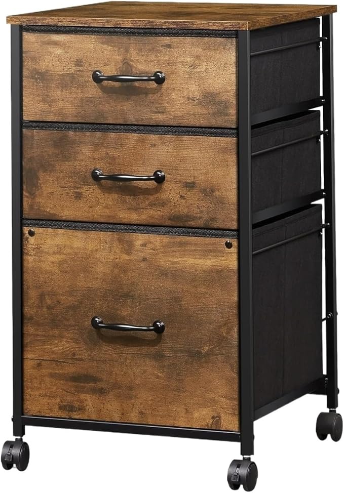 Mobile File Cabinet Mobile File Cabinet Rolling Printer Stand with 3 Drawers Fabric Vertical Filing Fits A4 Or Letter Size for Home Office