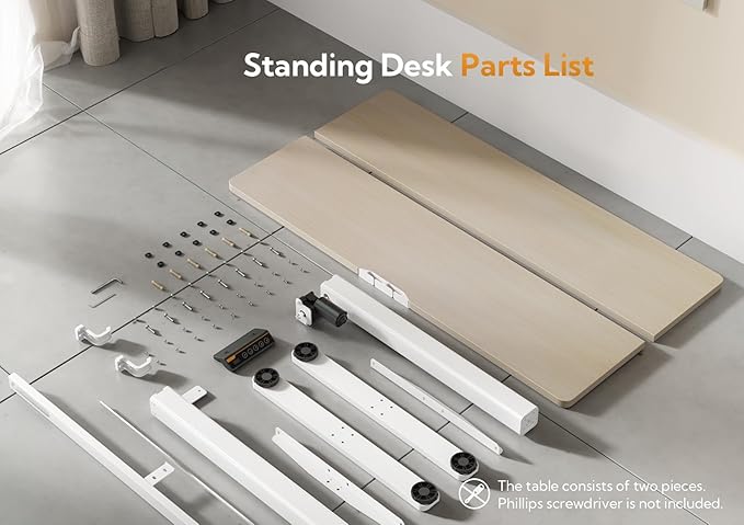 Seang Electric Standing Desk Adjustable Height Stand up Desk with 3 Memory Presets 48x24 Inch Sit Stand Desks with Splice Board for Home Office Computer Workstation White Frame/Nature Top