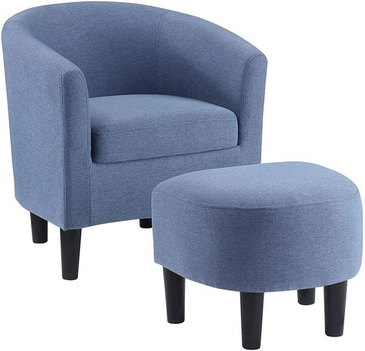 Convenience Concepts Take a Seat Churchill Accent Chair with Ottoman Blue Fabric