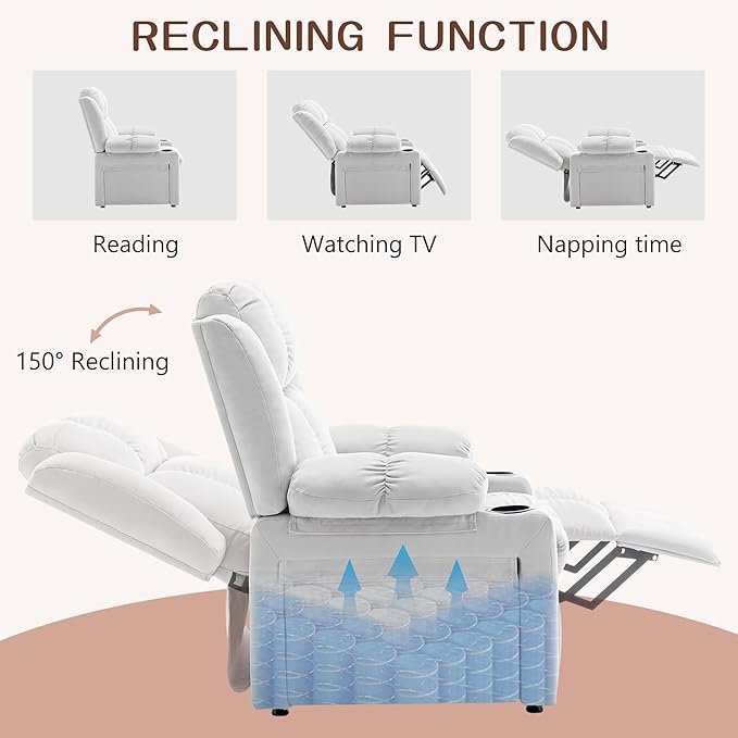 HAOBO Home Recliner Chair with Heat and Massage Recliner Sofa Chair for Adults Recliners Home Theater Seating Reclining Sofa Chair Oversized Reclining Single Sofa Seat for Living Room