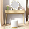 Small Wood Desk with Drawers - 40 Inch Home Office Study Writing Desk for Bedroom Vanity Desk with 4 Solid Legs Modern Computer Desk for Small Spaces