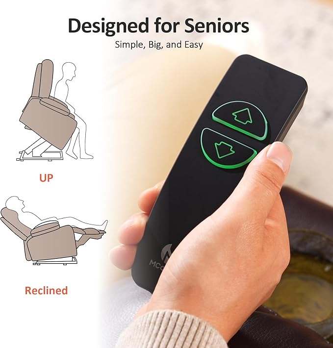 MCombo Oversized Power Lift Recliner Chair with Massage and Heat for Big and Tall Elderly People Cup Holders USB Ports Side Pockets Fabric R7541 (Navy Blue Large-Oversize)
