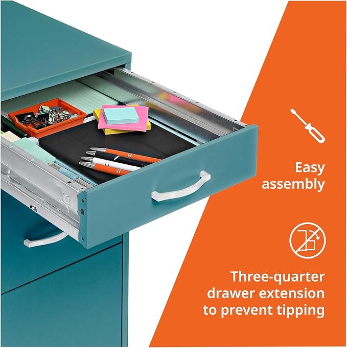 Lorell LYS SOHO Box/File/File Teal Mobile Cabinet 3 Drawer