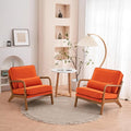Mid Century Modern Accent Chair for Living Room Upholstered Armchair with Solid Wood Frame Comfy Reading Boho Chair for Bedroom (Orange Set of 2)