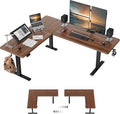 FEZIBO 63 x 55L Shaped Standing Desk Adjustable Height 63 Inch Electric Stand up Corner Computer Desk Sit Stand Home Office Desk with Splice Board Black Frame/Black Walnut Top