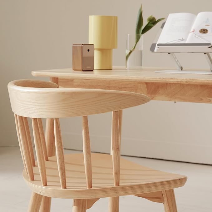 Livinia Daon Solid Wood Computer Desk Modern Minimalist Wooden Writing Desk with Spacious Tabletop and Rounded Corners Sturdy Workstation for Home Office or Study Natural