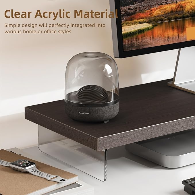 Dual Monitor Stand Riser 40 Large Computer Monitor Stands for 2 Monitors Wooden Desktop Organizer Shelf for Office Desk Computer Laptop TV Monitor Printer