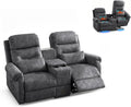 Power Lift Recliner Loveseat Sofa for Elderly Dual Motor Electric Recliner with Massage &amp Heat 2-Seater Velvet Couch with Independent Control Console Cup Holder &amp Power Outlet (Grey 69”)