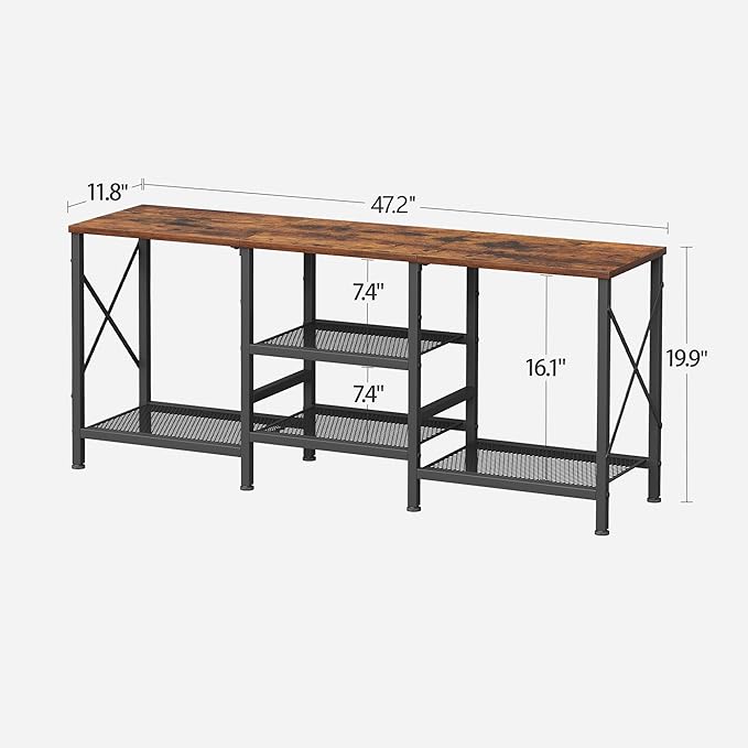 TV Stand for 55 Inch TV Entertainment Center with 3-Tier Open Shelves TV Console Table for Living Room Bedroom Rustic Brown