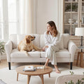 VEVOR Loveseat Sofa 69-Inch Small Sofa Couch for Living Room Velvet Fabric 2-Seats Couch with Sinuous Spring Soft Cushions and Sturdy Frame Comfy Loveseat for Bedroom Office or Apartment White