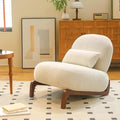HAZO Cute Accent Chair with Solid Wood Legs Velvet Living Room Chair with Soft Cushion Cozy Bedroom Chair Comfy Armless Reading Chair for Apartment Waiting Room Balcony (White)