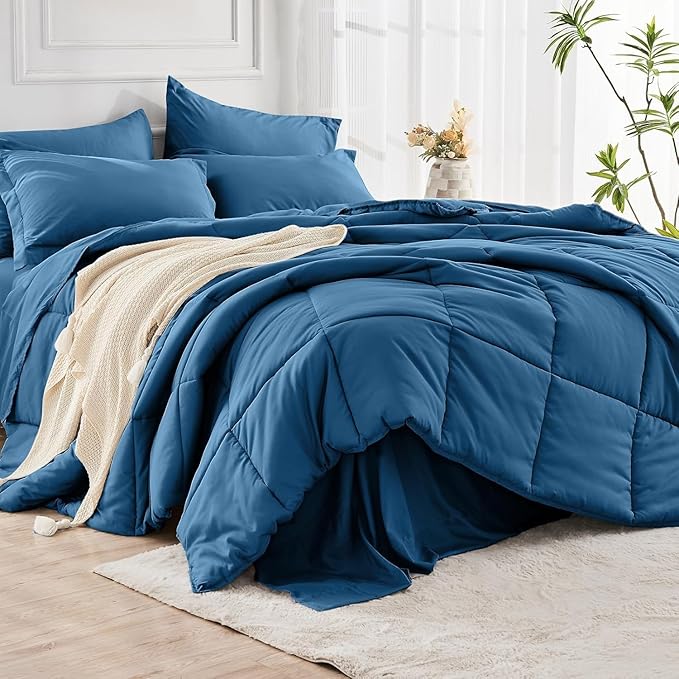 JOLLYVOGUE Twin Comforter Set Ultra-Soft Bed in a Bag Twin Size 5 Pieces Oeko-TEX Certified Bedding Set with Down Alternative Comforter Sheets Pillowcases &amp Shams Teal