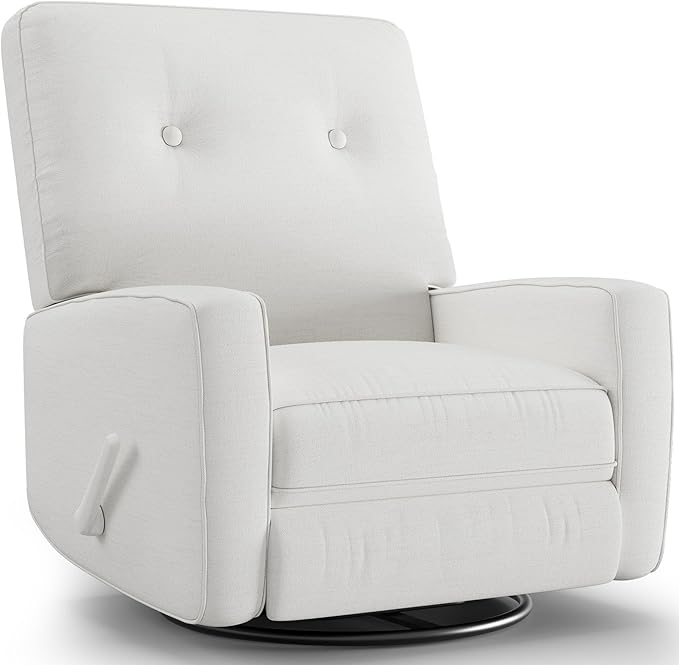 GarveeHome Recliner Chairs Swivel Rocker Recliner Glider Recliner Nursery Chair Recliner Chair for Adults 360°Swivel Glider Rocking Chair for Living Room Bedroom Office Linen White