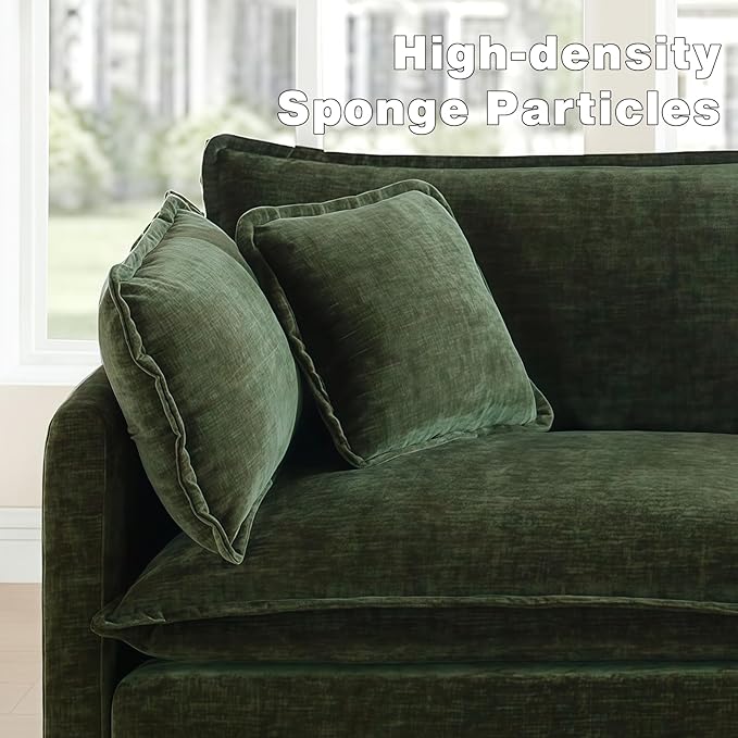 149.6 Oversized Modular L-Shaped Sectional Sofa with OttomanChenille 4-Seat Deep Seating Couch for Large Living Room &amp Home TheaterGreen | High-resilience Foam Deep Seat Medium Soft Removabl