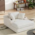 67 Chaise Lounge Chair Indoor Cozy Oversized Fluffy Sofa with Cup Holders &amp Throw Pillows Boneless Sleeper Cloud Couch for Living Room Movie Room and Apartments Beige