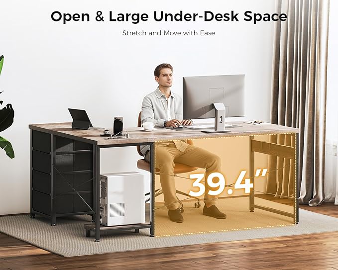 AODK L Shaped Gaming Desk with 4 Drawers 53 Reversible Home Office Desks with Power Outlets L Shaped Computer Desk with USB Charging Port and Host Stand Corner Desk Easy to Assemble Grey