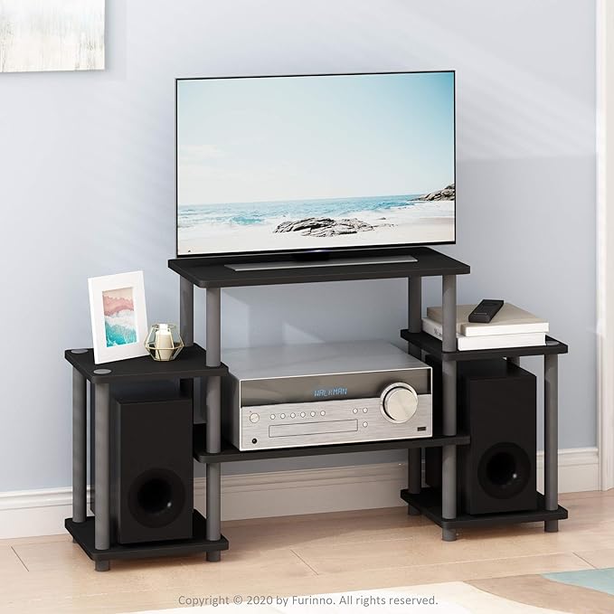 Furinno Turn-N-Tube No Tools Entertainment TV Stands Black/Grey