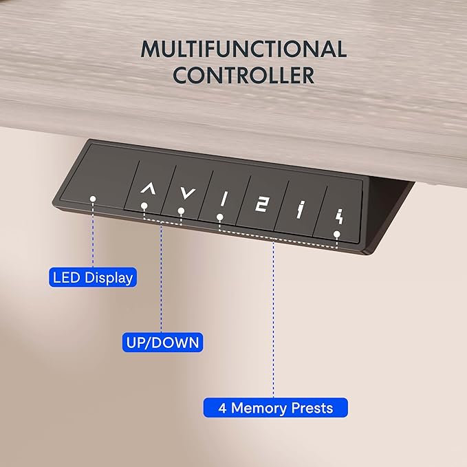 FLEXISPOT EN1 One-Piece Standing Desk with 1-Inch Thick Desktop 48x30 Electric Height Adjustable Desk for Home Office &amp Multi-Device Workstations Gray Wood