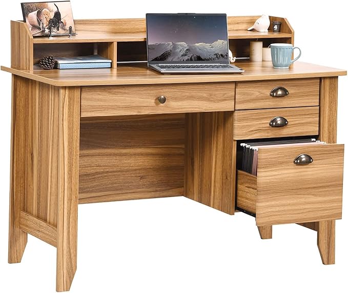 Catrimown Computer Desk with Drawers and Hutch Farmhouse Home Office Desk with File DrawerStudent Girls DesksTeens Writing Table Small Computer Desk for Bedroom Rustic Oak