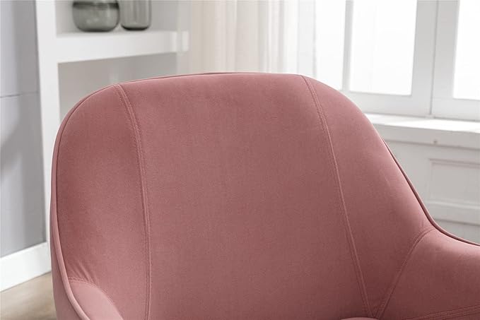 Modern Ergonomics Soft Velvet Fabric Material Armchair Accent Chair with Gold Legs Coffee Table Side Chair Comfy Upholstered Arm Chair for Indoor Home Living Room Bedroom (Pink)