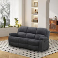 Manual Recliner Sofa 3 Seater Reclining Sofa Dark Grey Flannel Recliner Couch for Living Room