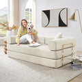 Folding Sofa Bed Convertible Corduroy Fabric Comfy Loveseat Sleeper Bed Modular Foam Compression Sofa Couch Floor Lazy Chaise Lounge for Guest Room Living Room Studio (Beige)