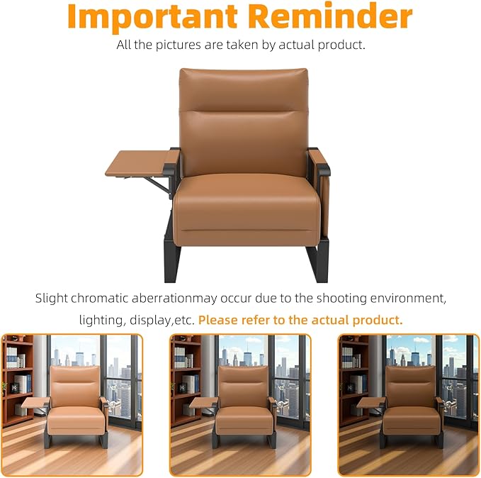 Accent Chair Set of 2 Living Room ChairsReading Chair Sofa Couch with Flip Up Tray Table Side Pockets for Apartment Bedroom and Small Spaces (1-Seater+1-Seater)