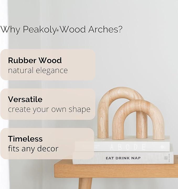 Wood Arch Decorative Objects - Modern Bookshelf Decor Coffee Table Sculpture Floating Shelf Decor Accents Japandi Home Decorations for Side Console and Entryway Table