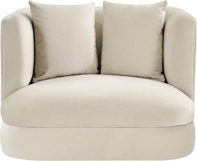 Meridian Furniture 699Cream-C Alder Collection Modern | Contemporary Chair with Ultra Luxe Cream Velvet 460 GSM Velvet Solid Wood Frame 38 W x 36 D x 30 H Cream