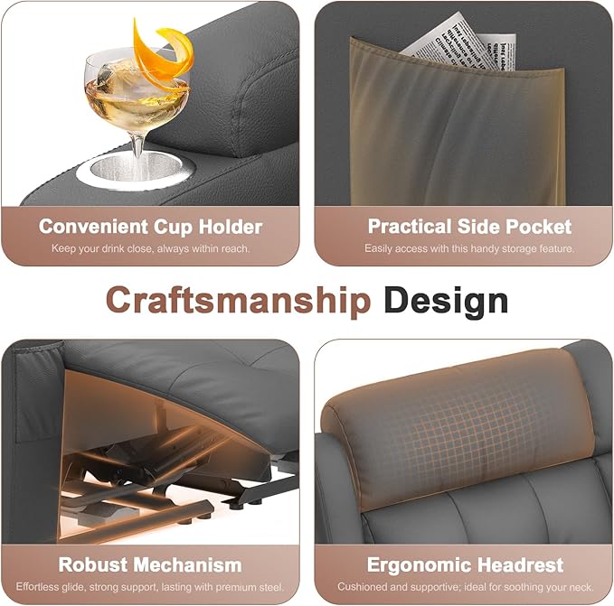 Reclining Loveseat 55.1 RV PU Leather Wall Hugger Recliner Love Seats Sofa with Charging Station Removable Armrest Cup Holder Double Recliners Couch Manual Love Seat for Living Room