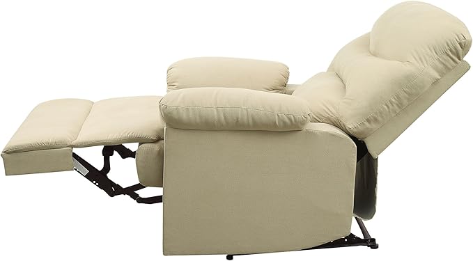 Beige Microfiber Recliner Chair with Pillow Top Armrests - Comfortable &amp Stylish Relaxing Chair for Living Room