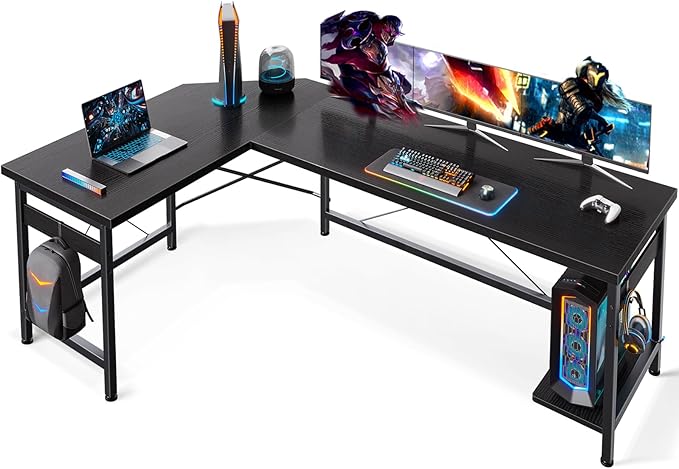 Coleshome 66 L Shaped Gaming Desk Corner Computer Desk Sturdy Home Office Computer Table Writing Desk Larger Gaming Desk Workstation Black