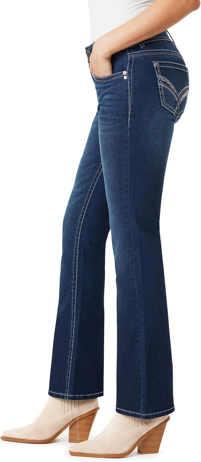 WallFlower Luscious Curvy Bootcut Jeans for Women Mid-Rise Insta Stretch Denim Size-Inclusive Juniors Jeans