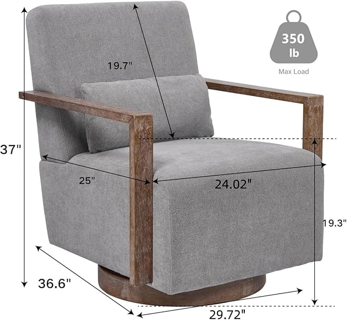 Chifee &amp Vingol 29.72 Swivel Accent Arm Chair Mid Century Modern Living Room Chair Set of 2 with Solid Wood Base &amp ArmrestGreen