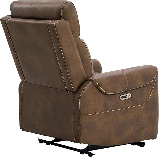 Leather Recliner Chair for Adults Wall Hugger RV Recliner with USB Charging Ports Electric Power Reclining Sofa for Living Room Home Theater Seating Bedroom