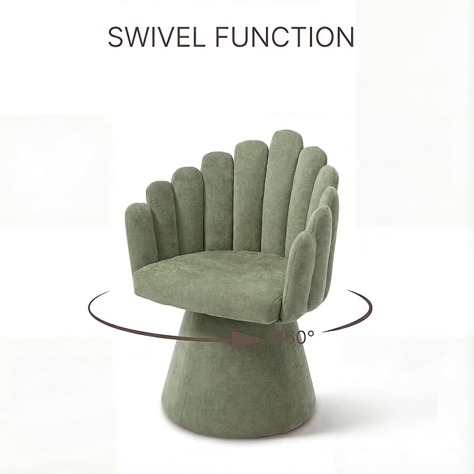 Modern 360 Degree Swivel Accent Chairs Set of 2 Barrel Living Room Chair with Curve Back and Armrest Comfy Round Vanity Chair Reading Armchair Single Sofa for Bedroom/Waiting Room Green