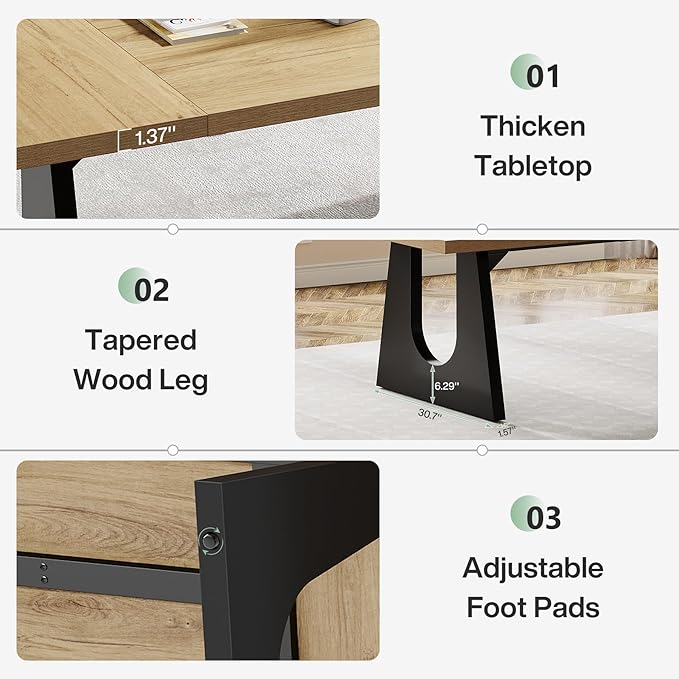 Tribesigns 70.86-Inch Executive Desk Large Computer Office Desk with Double Wood Pedestal Modern Simple Style Rectangle Writing Table for Home Office